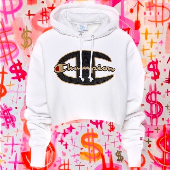 Champion reverse weave cropped studded hoodie Clearance